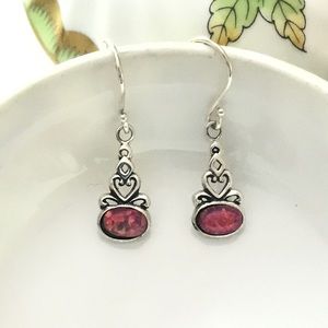 Carmine Sterling Silver Hanging Earrings